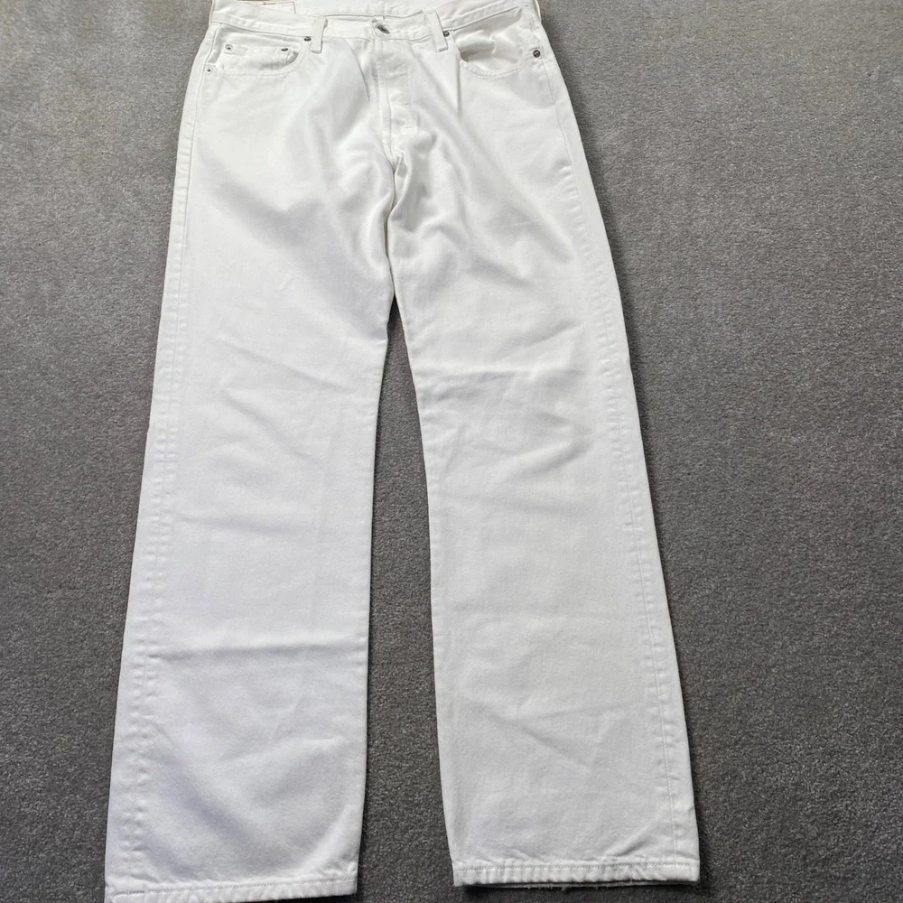 Levi's 501 Original Fit Jeans Mens 36x34 White Straight Leg Button Fly Denim